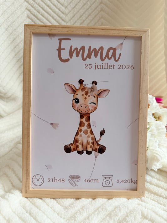 Affiche de naissance personnalisée encadrée