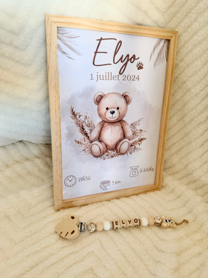 Affiche de naissance personnalisée encadrée