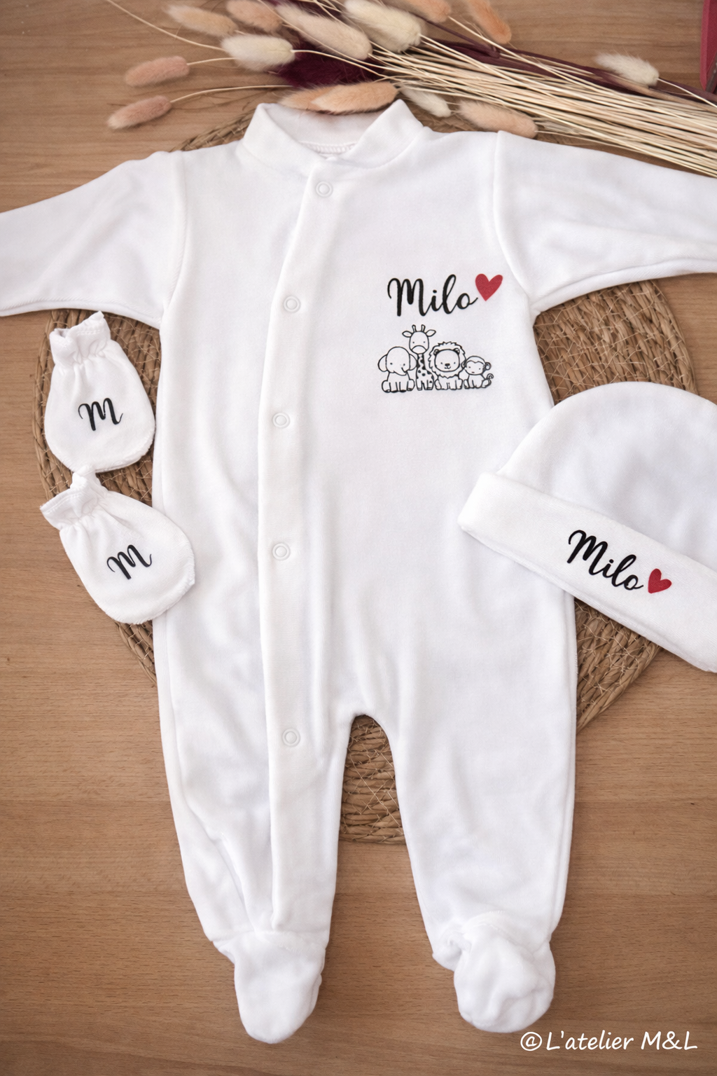 Ensemble bébé 3 pièces en velours