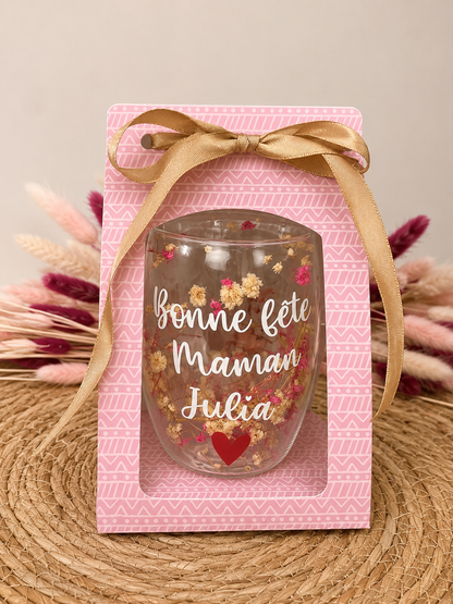 Tasse personnalisée double paroi fleurie – 350 ml