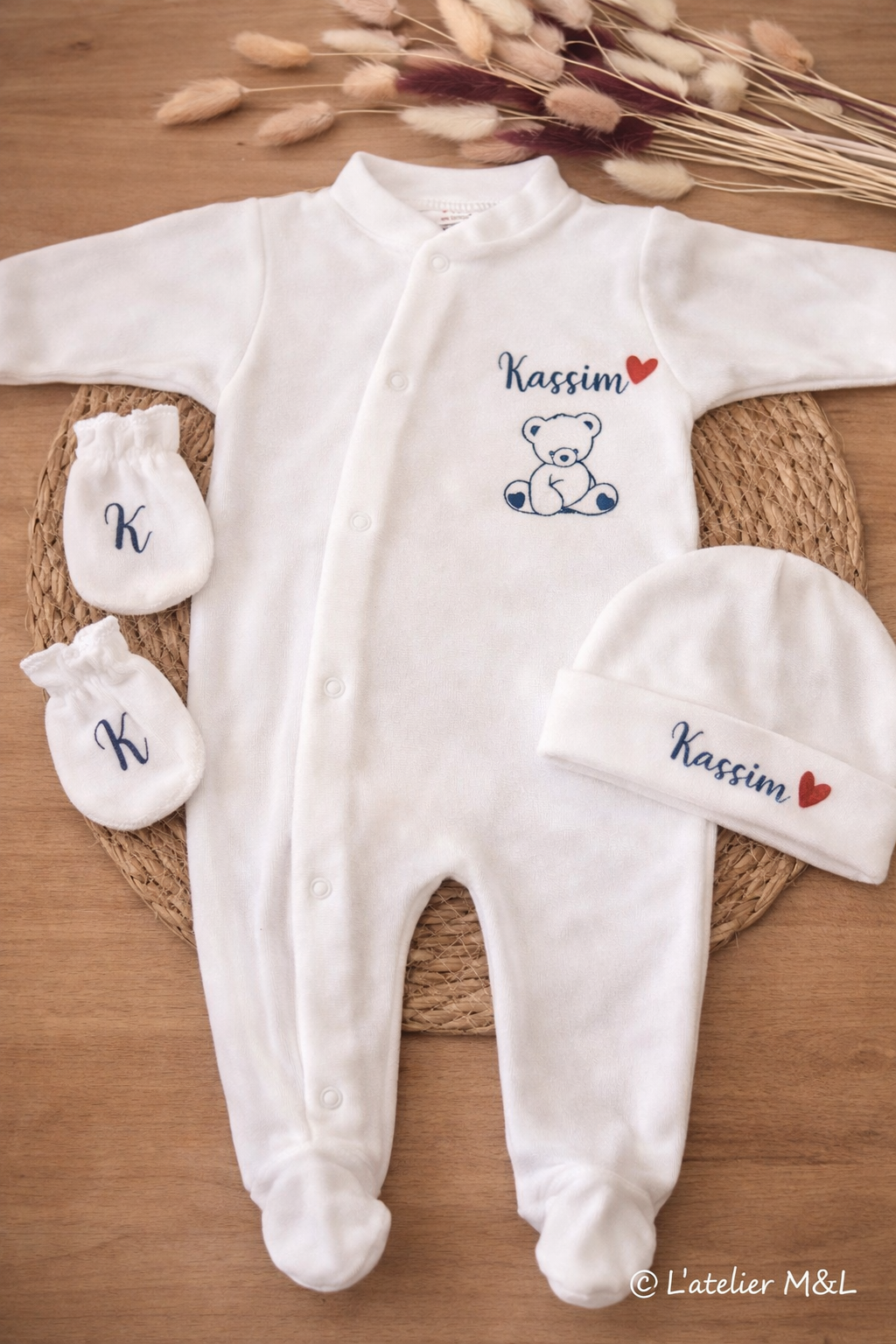 Ensemble bébé 3 pièces en velours