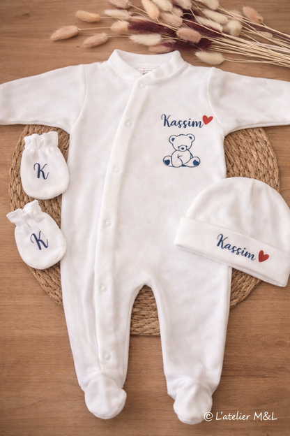 Ensemble bébé 3 pièces en velours
