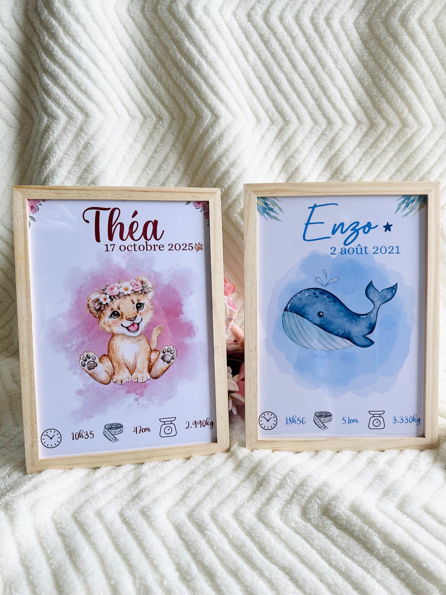 Affiche de naissance personnalisée encadrée