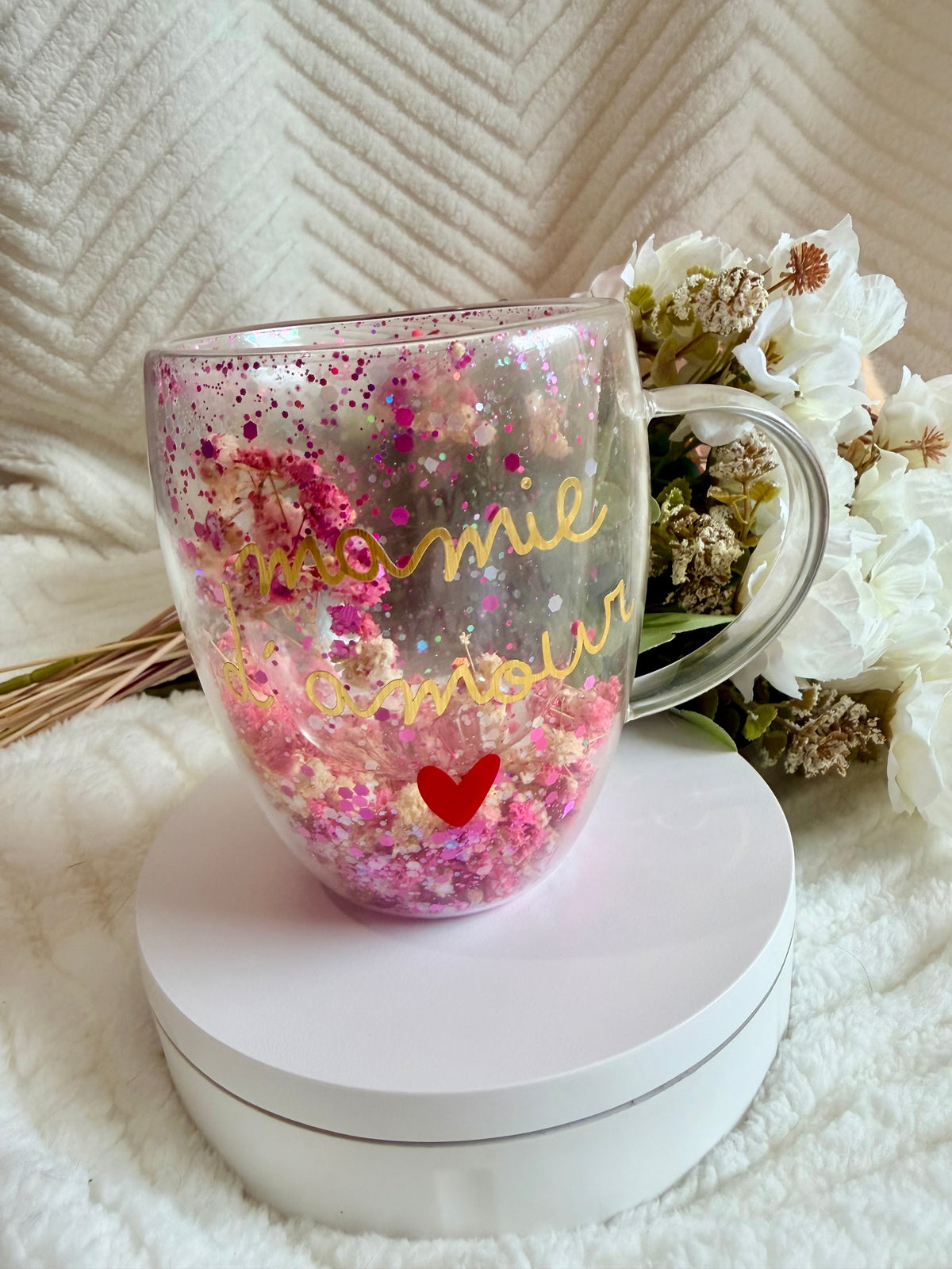 Tasse personnalisée double paroi fleurie – 350 ml