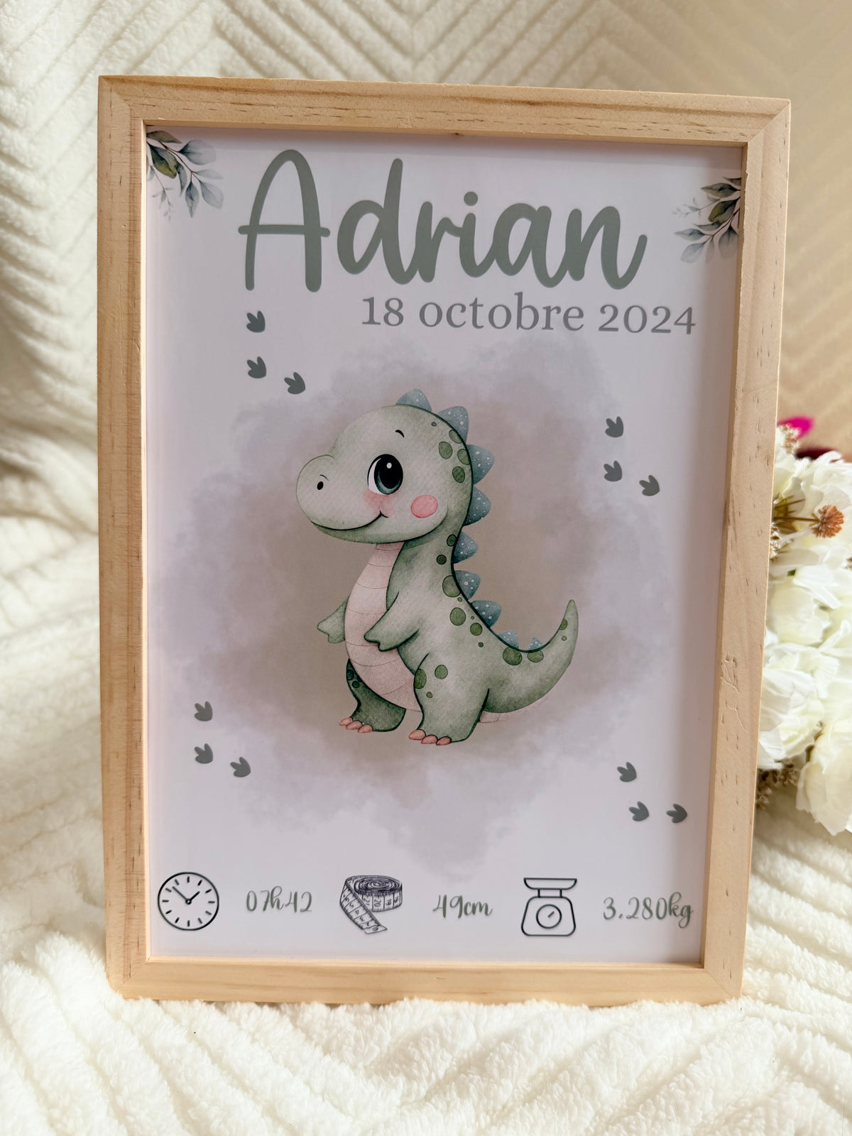 Affiche de naissance personnalisée encadrée