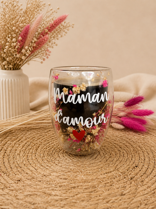 Tasse personnalisée double paroi fleurie – 350 ml