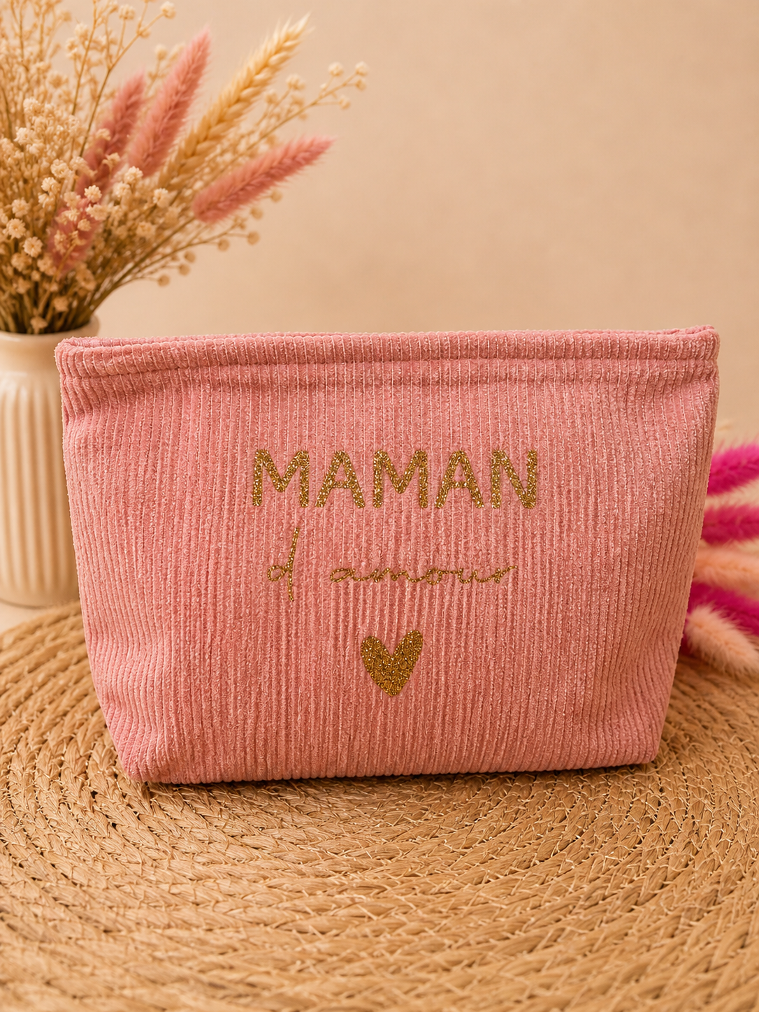 Trousse côtelée "Maman d'amour"